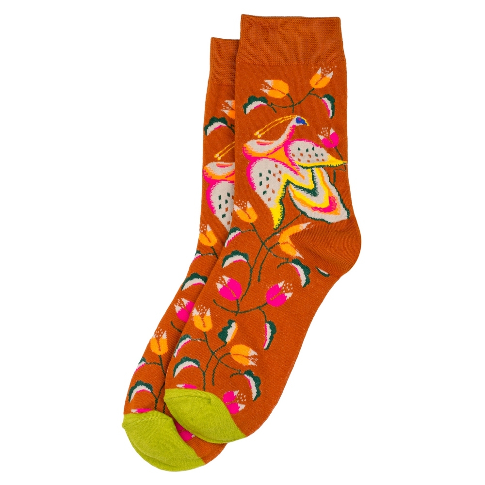 Socks cotton & spandex exotic orchid burnt orange