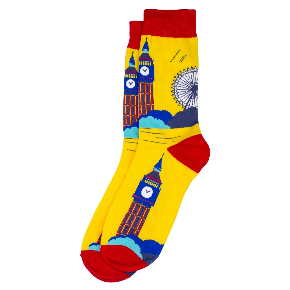 Socks cotton & spandex London city scene yellow