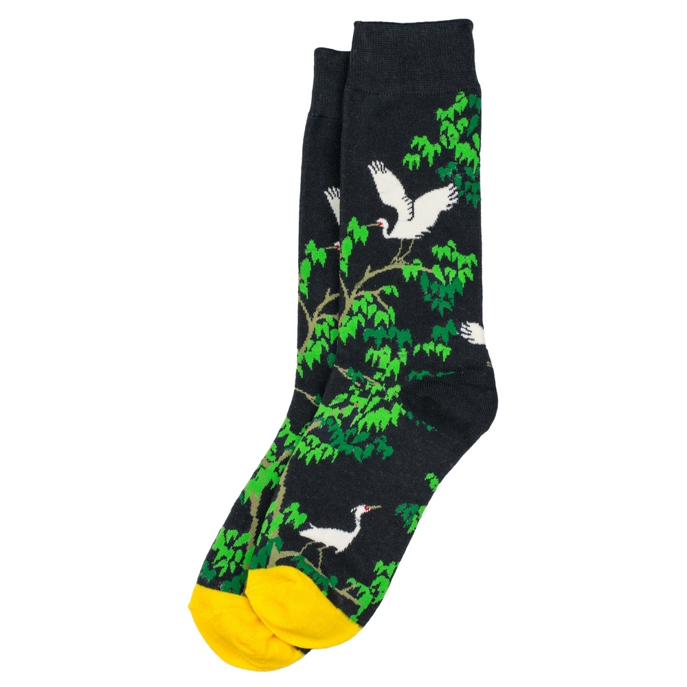 Socks cotton & spandex Siberian white crane black