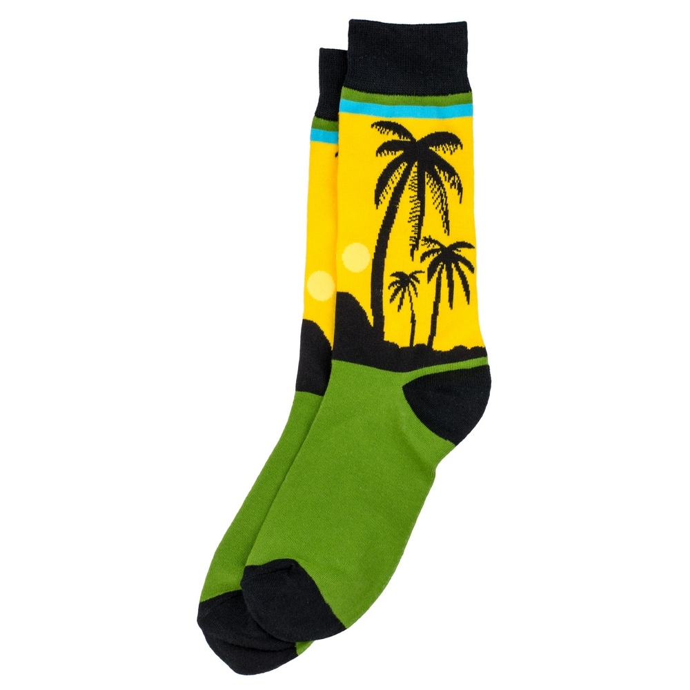 Socks cotton & spandex palm tree yellow