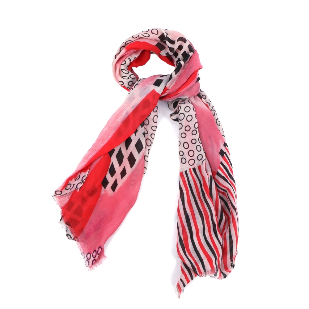 Scarf bold square print red