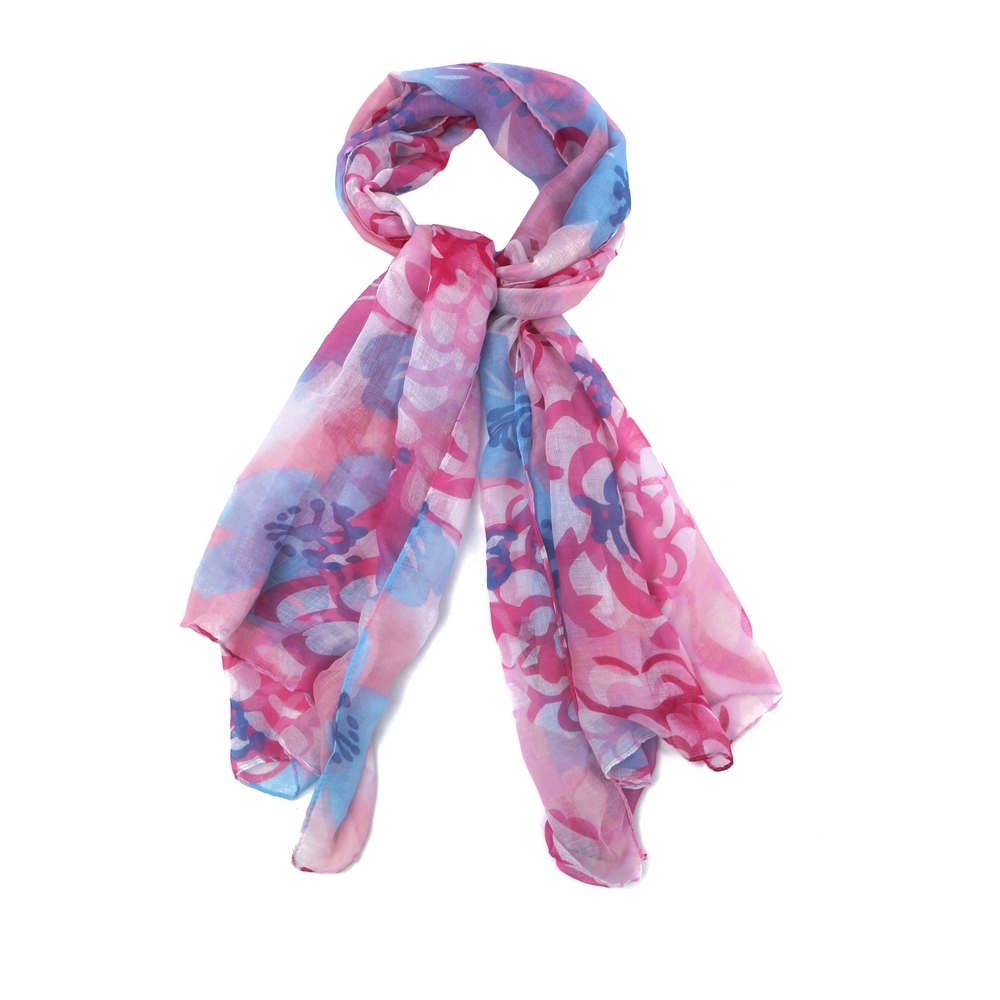 Scarf ink flower print pink