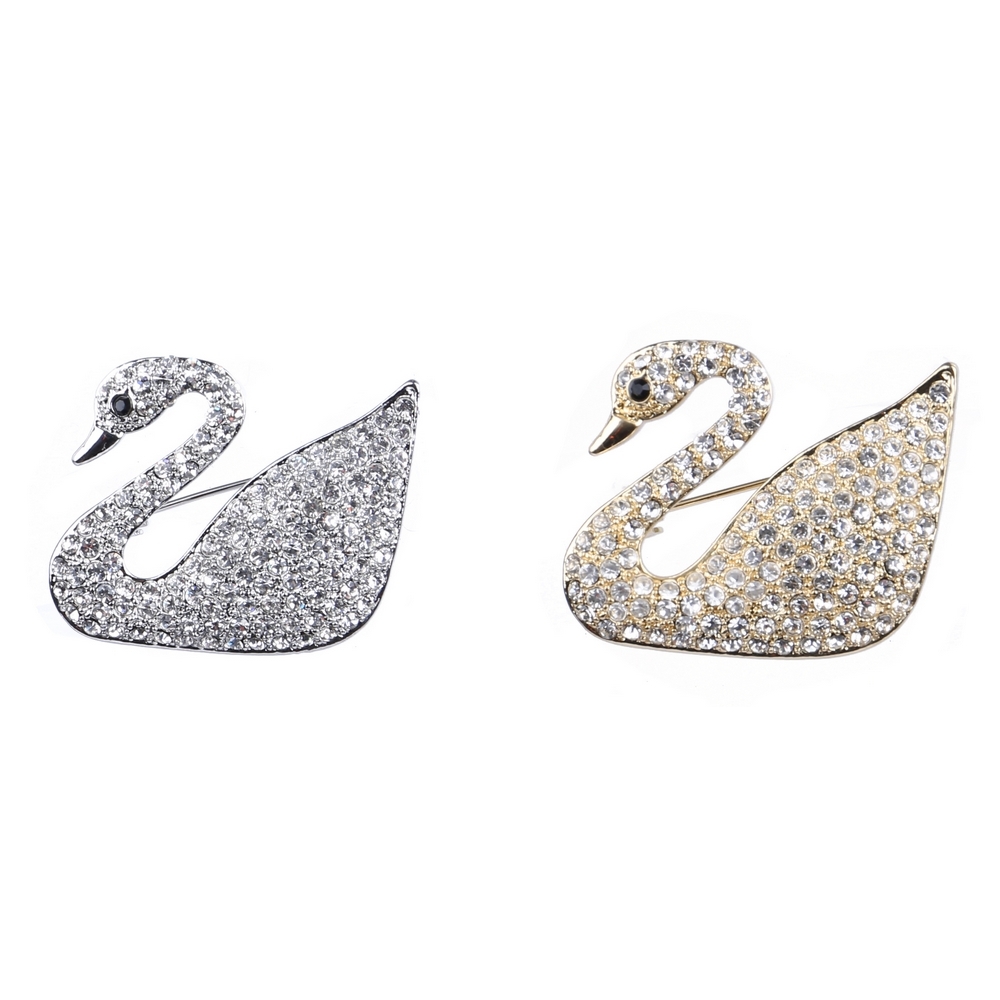 Brooch crystal glass swan