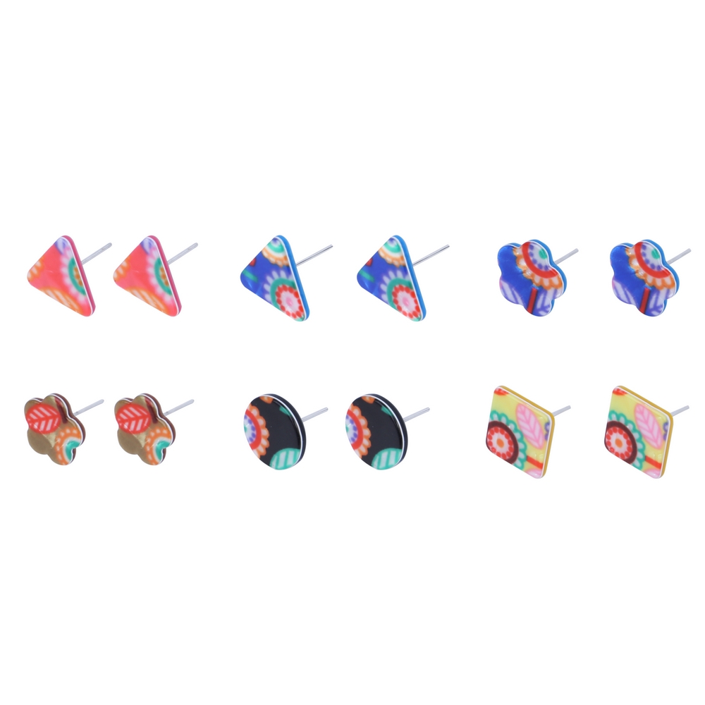 Stud earring acrylic bright flower