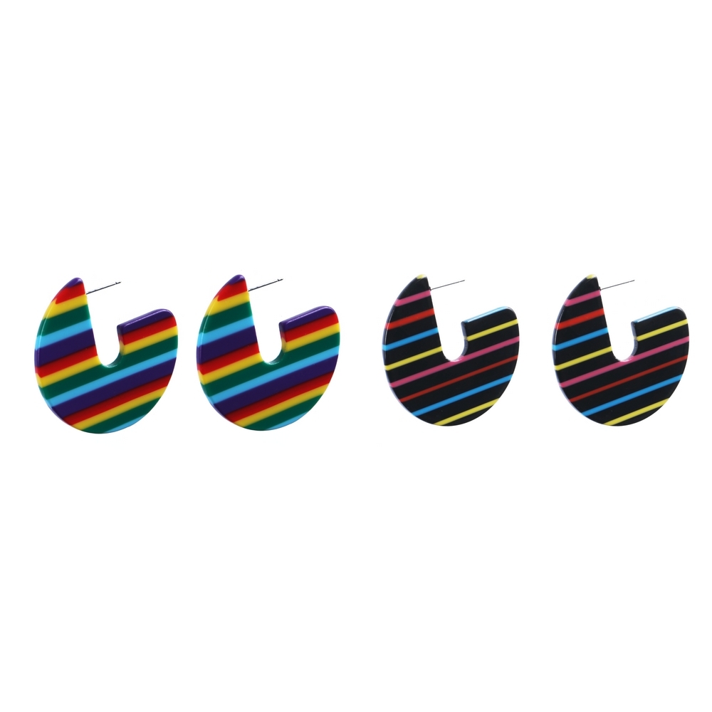 Drop earring acrylic rainbow slice