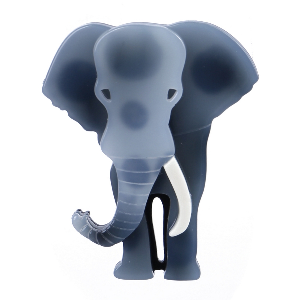 Brooch acrylic elephant grey