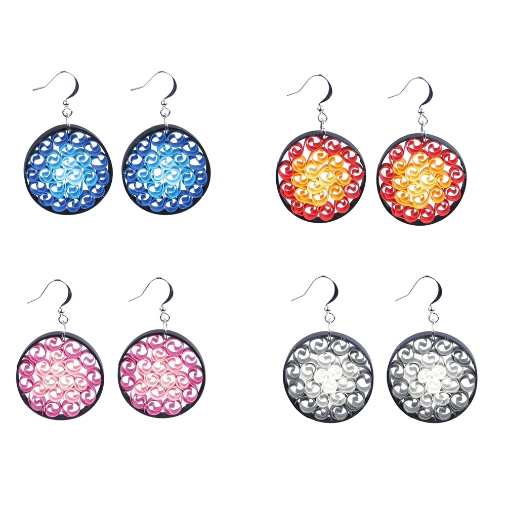 Drop earring paper ombre quill swirl circle