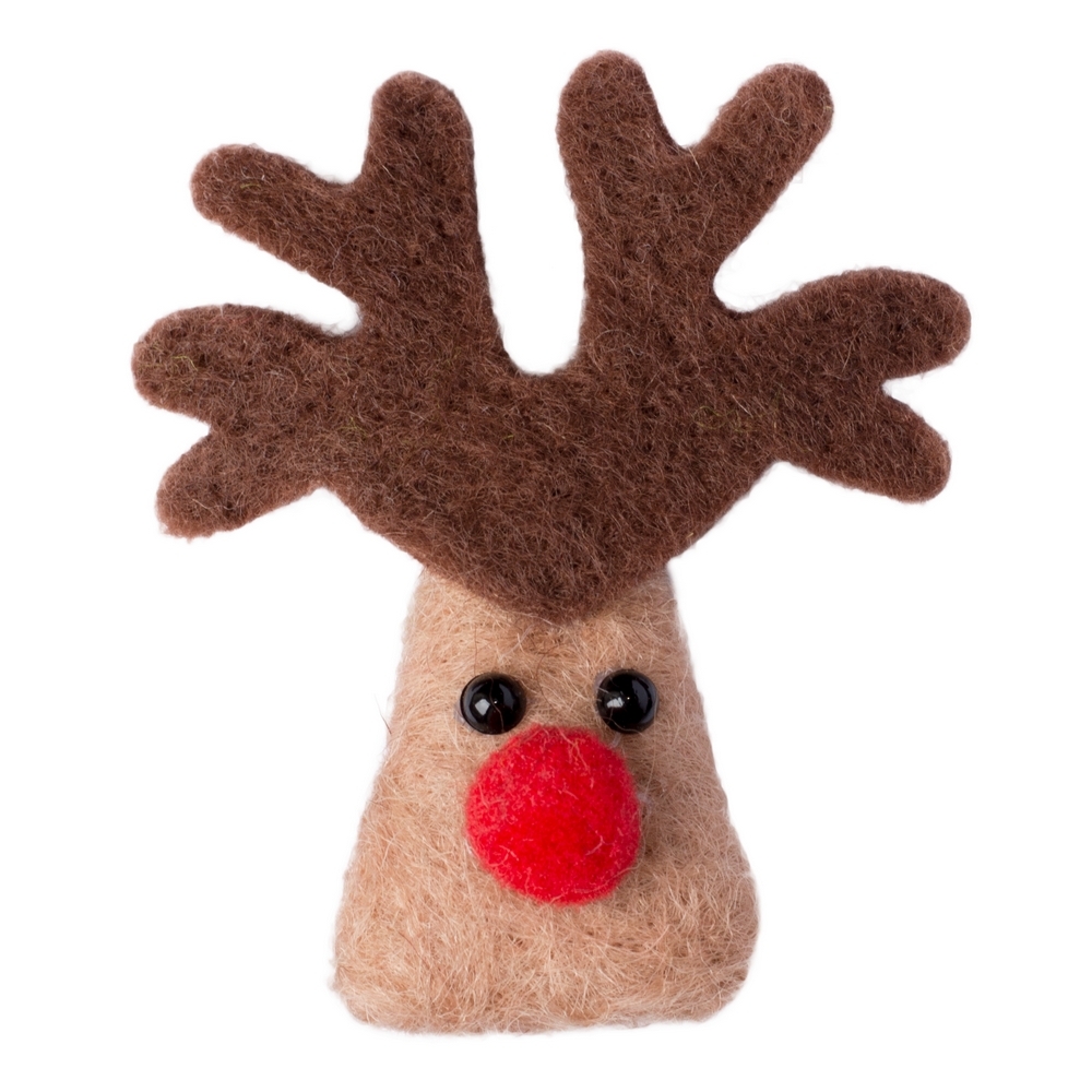Clutch pin brooch felt reindeer brown