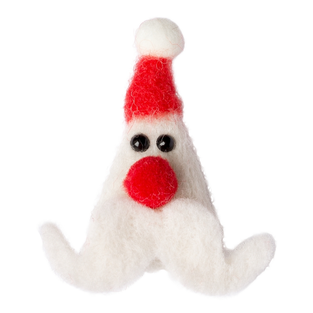 Clutch pin brooch felt santa white