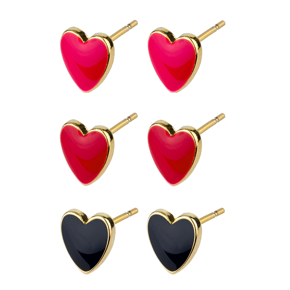 Stud earring enamel love hearts