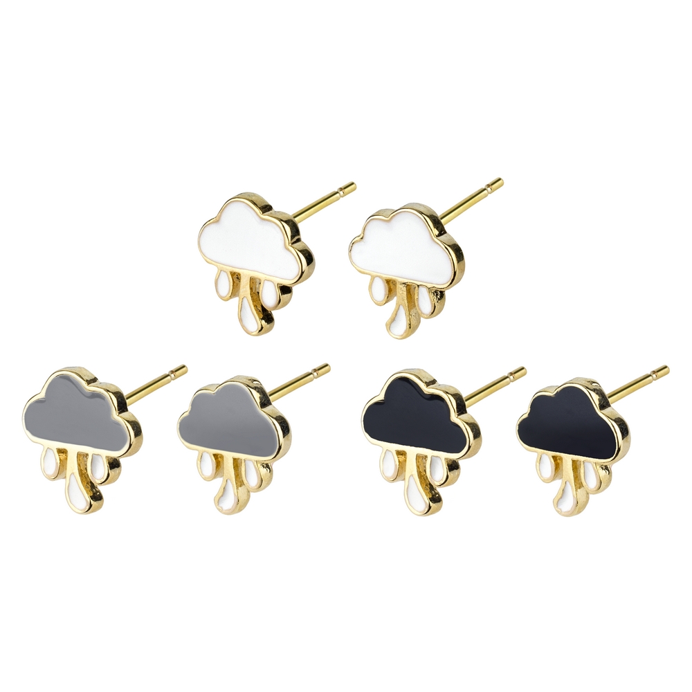 Stud earring enamel rain clouds