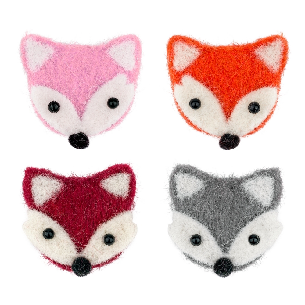 Clutch pin brooch felt fox