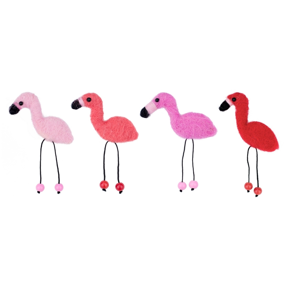 Clutch pin brooch felt flame-coloured flamingo