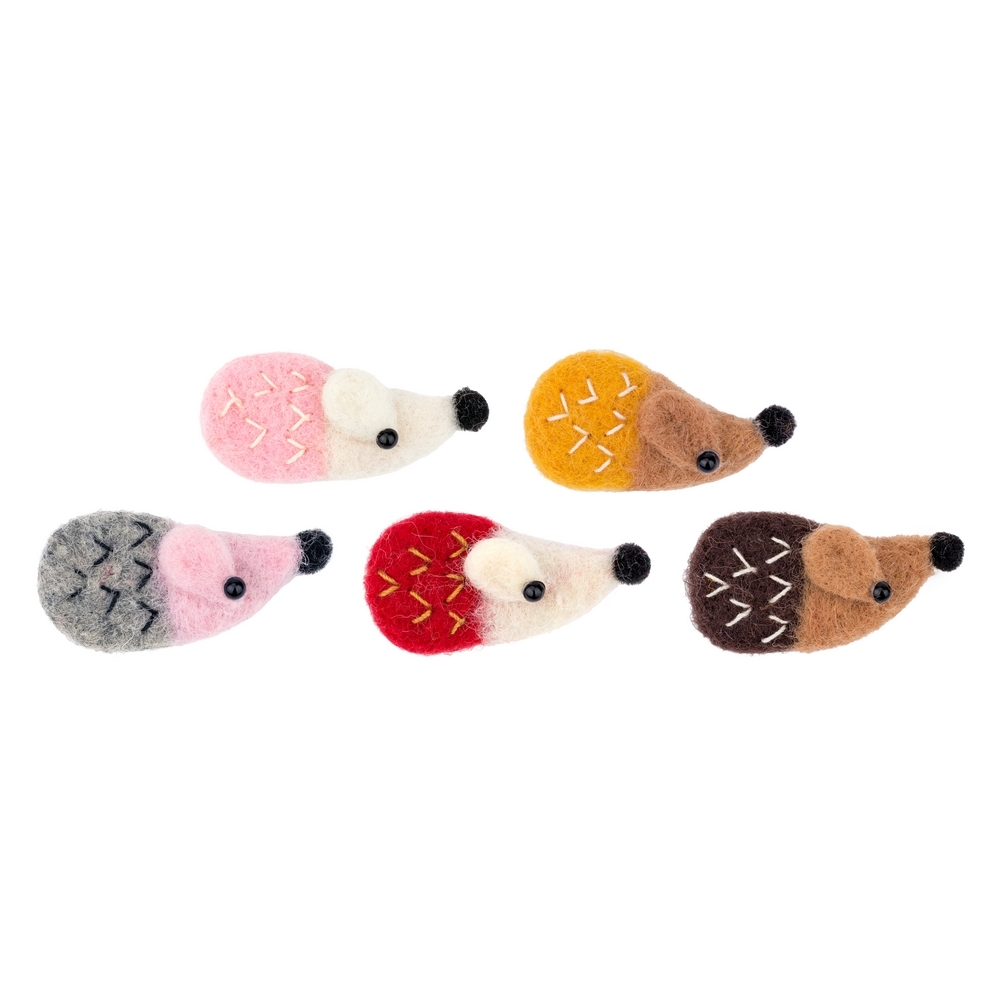 Clutch pin brooch felt hedgehog assorted colours