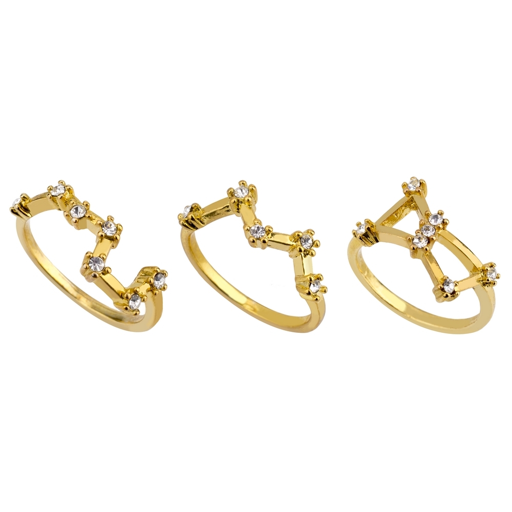 Ring crystal glass constellation gold