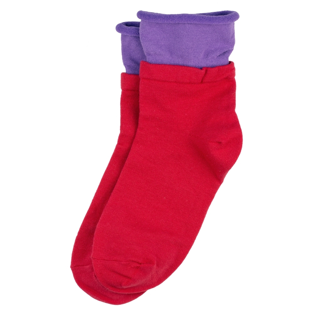 Socks cotton & spandex block duo red & purple