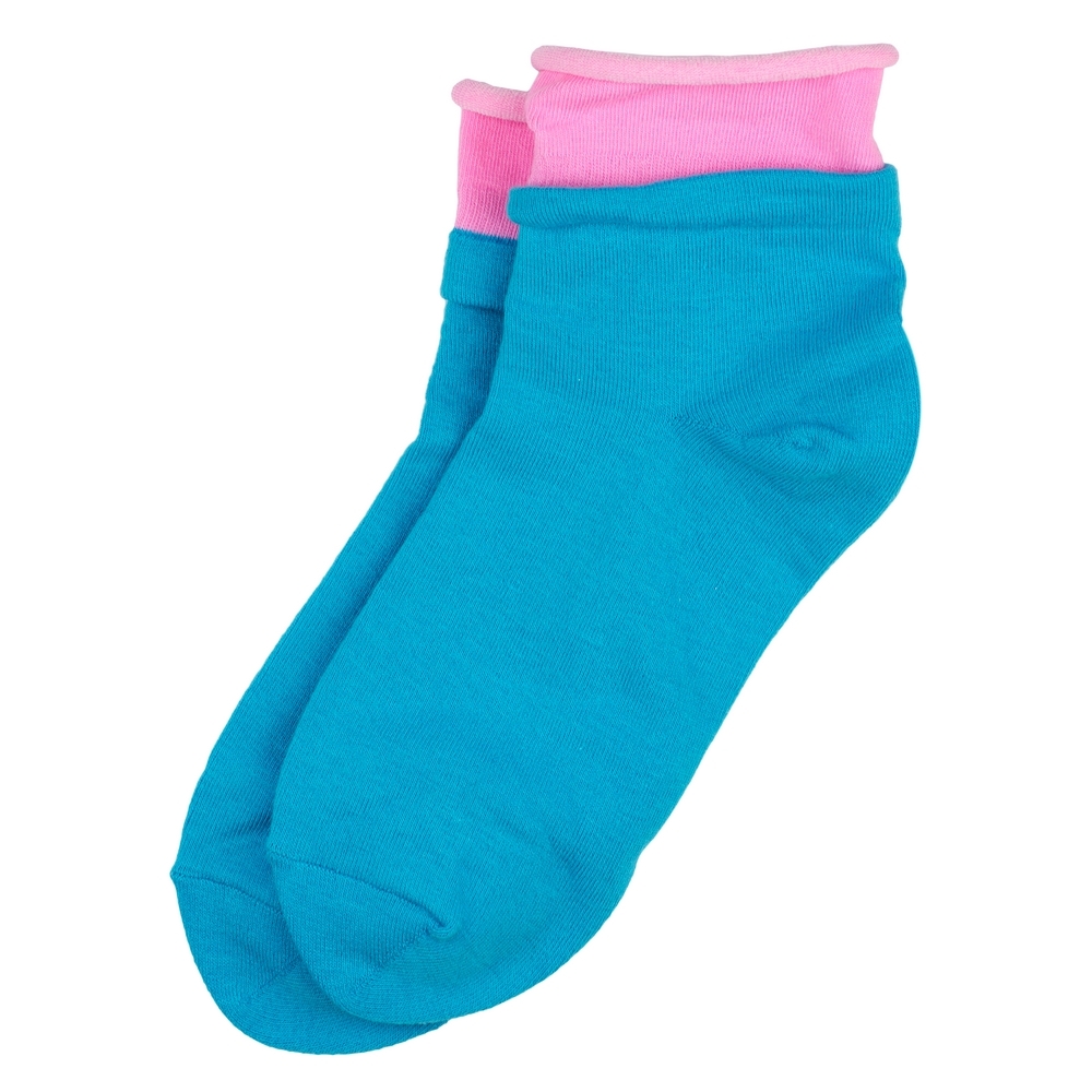 Socks cotton & spandex block duo blue & pink