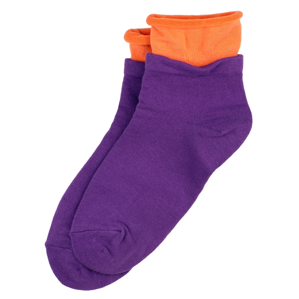 Socks cotton & spandex block duo purple & orange