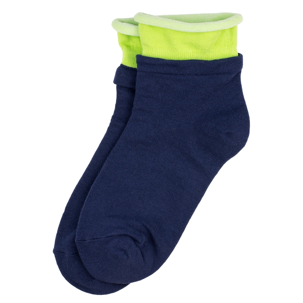 Socks cotton & spandex block duo navy blue & green