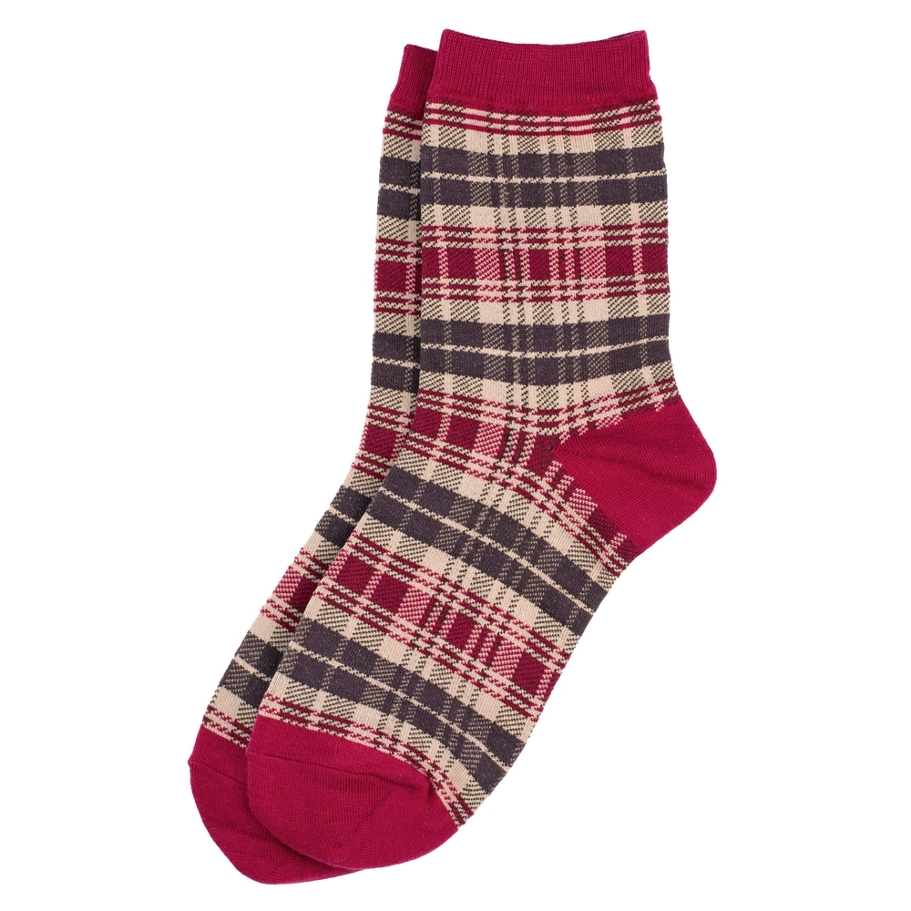 Socks cotton & spandex tartan mix red
