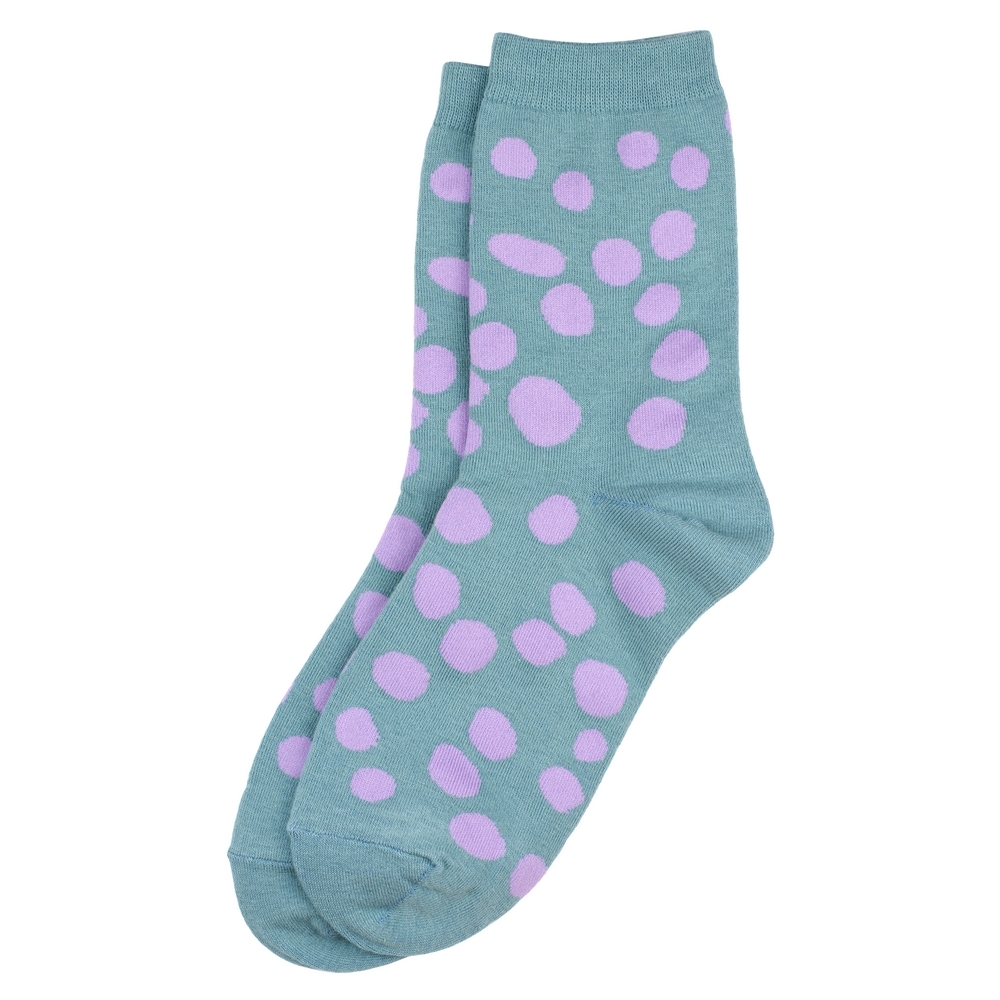 Socks cotton & spandex dalmatian spot aqua blue
