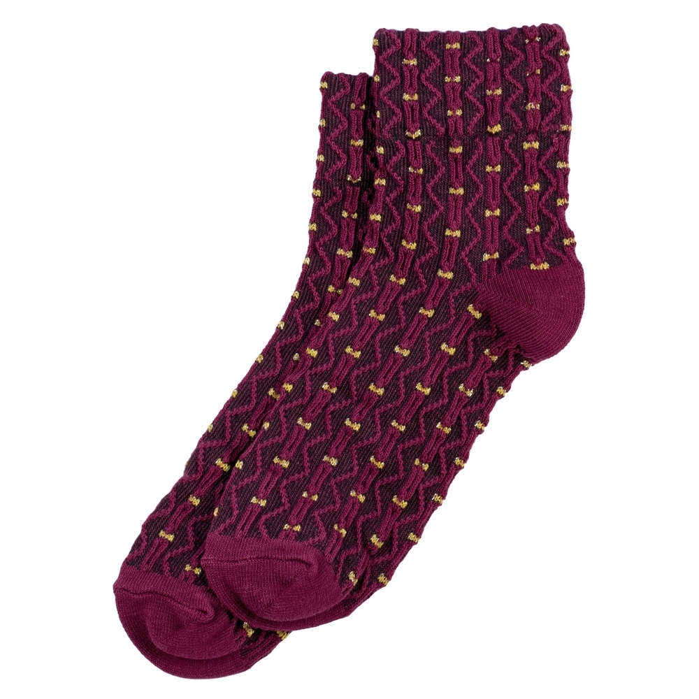 Socks cotton & spandex diamond bow burgundy red