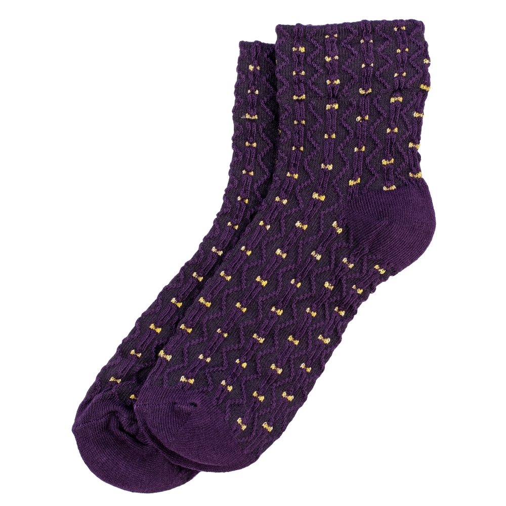 Socks cotton & spandex diamond bow purple