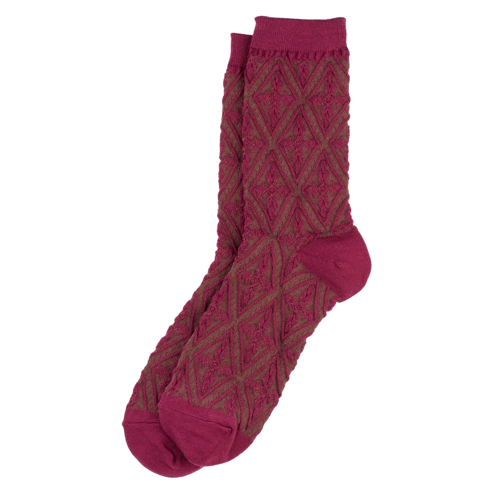 Socks cotton & spandex damask burgundy red