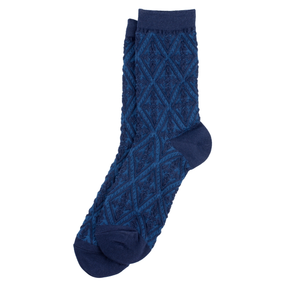 Socks cotton & spandex damask navy blue