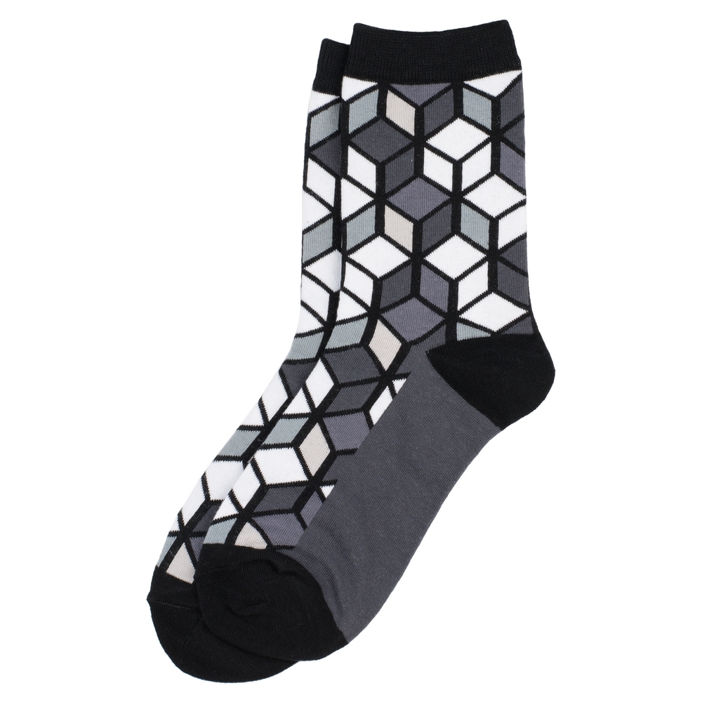 Socks cotton & spandex illusion cube black