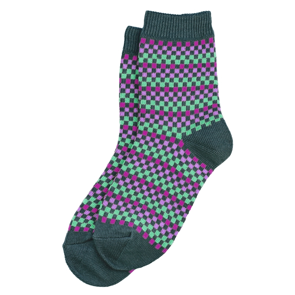 Socks cotton & spandex pixels green
