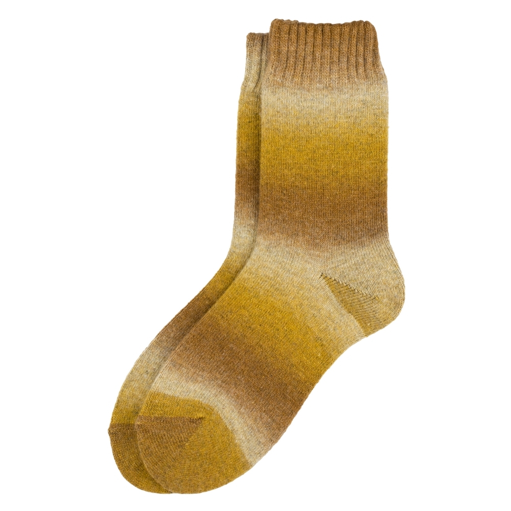 Socks acrylic & spandex knit graduated ochre yellow