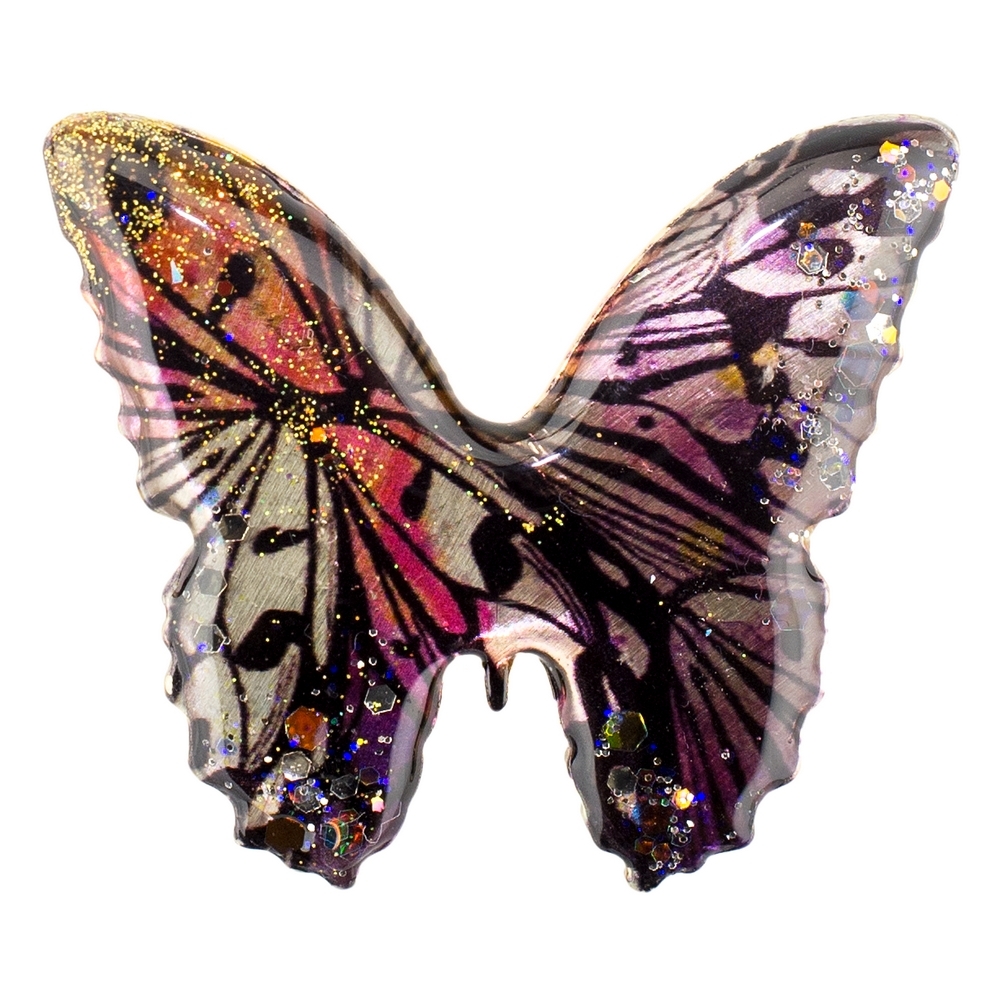Brooch acrylic vibrant butterfly multicoloured