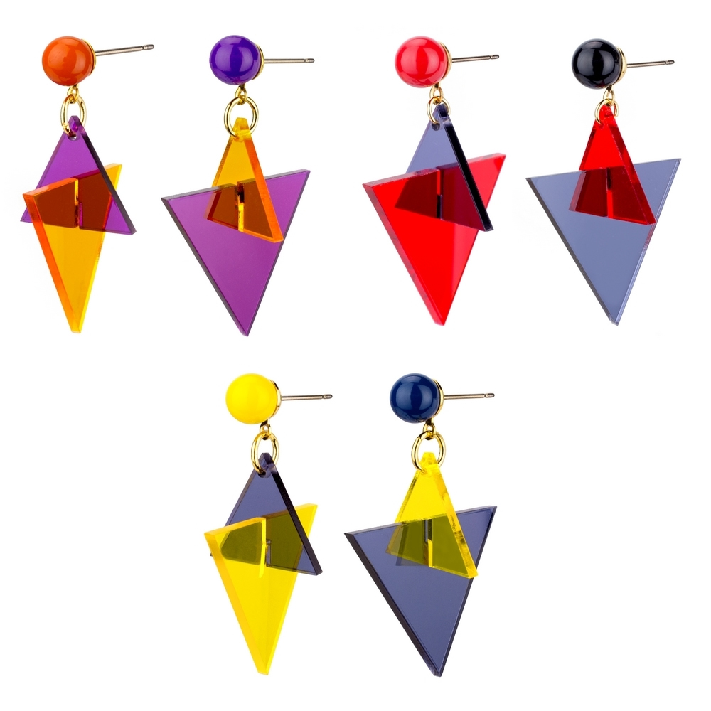 Drop earring acrylic bold triangle assorted colours