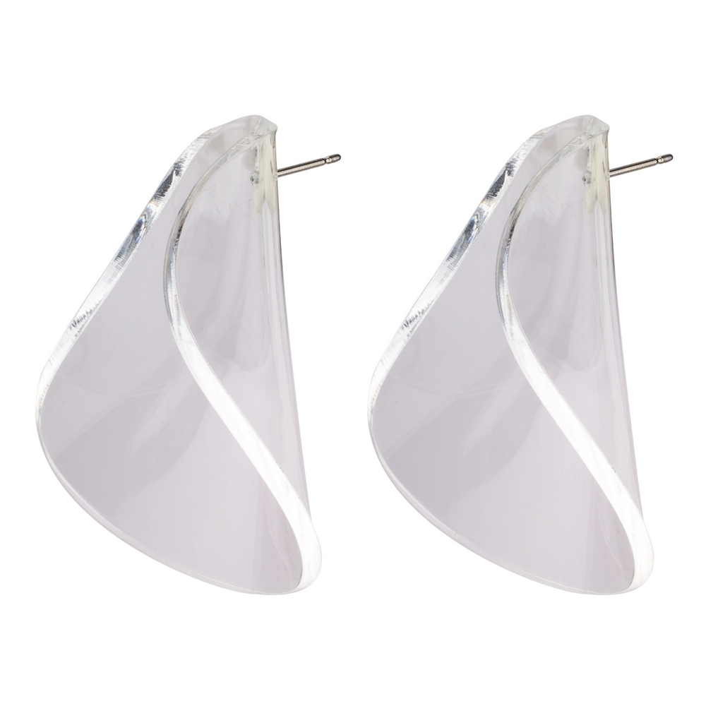 Drop earring acrylic clear wave white clear