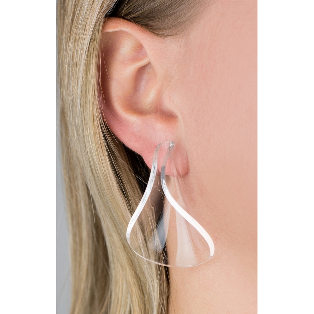 Drop earring acrylic clear wave white clear - Image 2