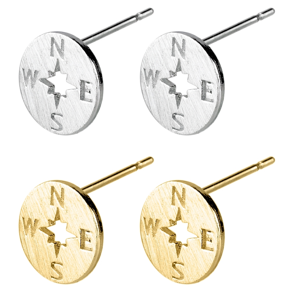 Stud earring compass rose