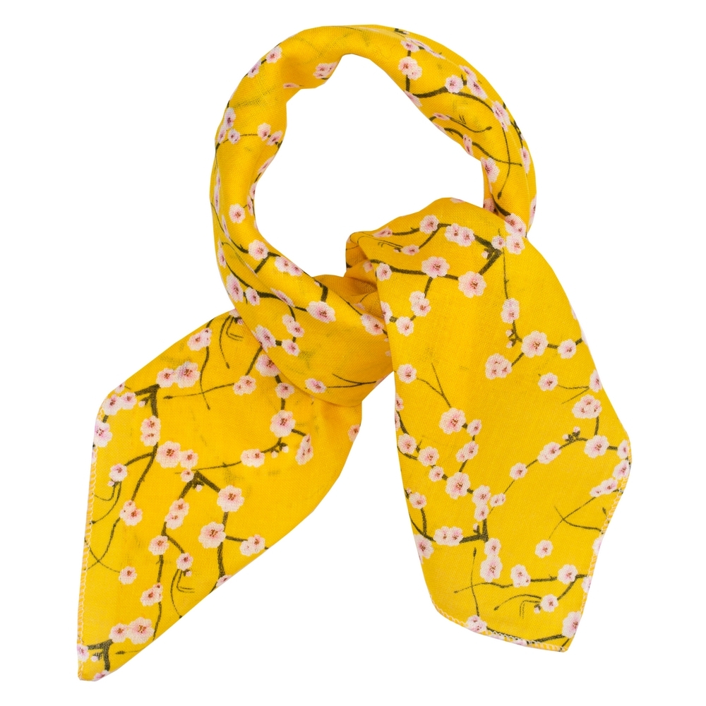 Scarf cotton kerchief blossom yellow