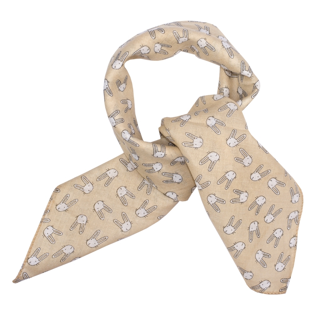 Scarf cotton kerchief kawaii bunny beige