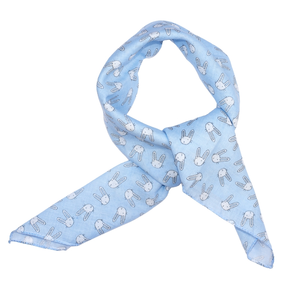 Scarf cotton kerchief kawaii bunny blue