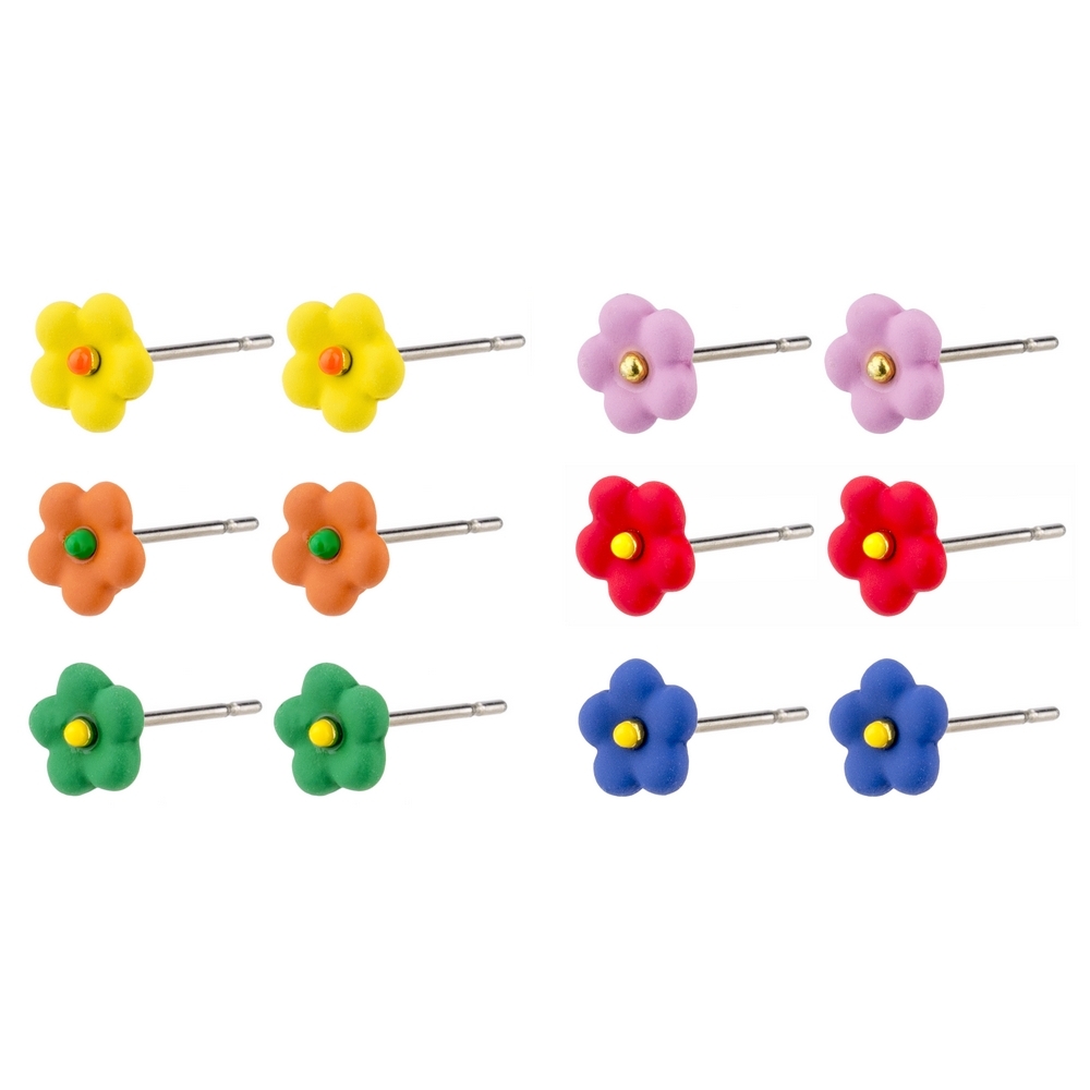Stud earring enamel dainty flower