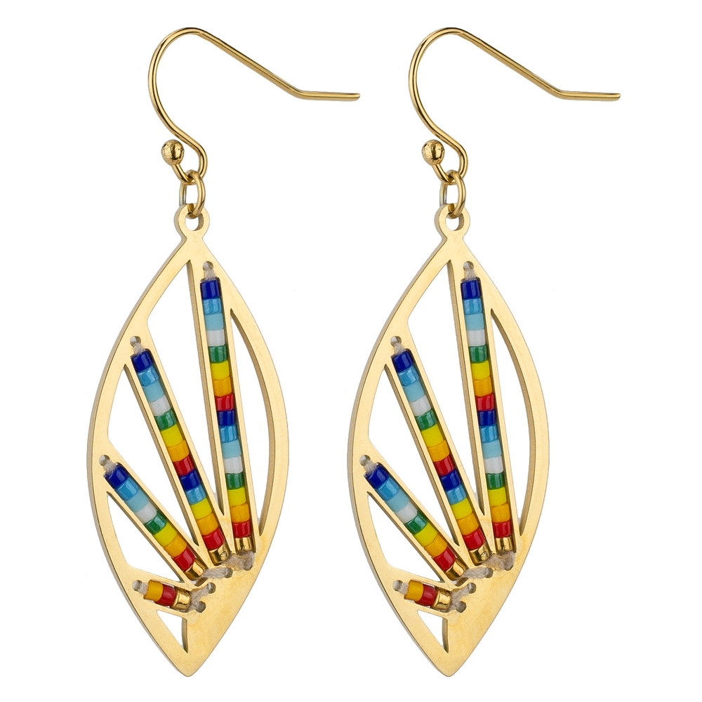 Drop earring bead colour burst multicoloured