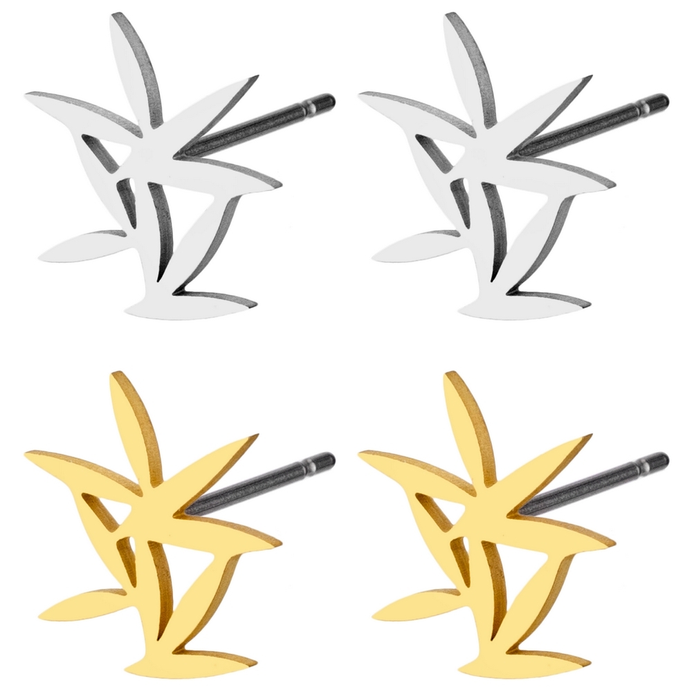 Stud earring bamboo leaf