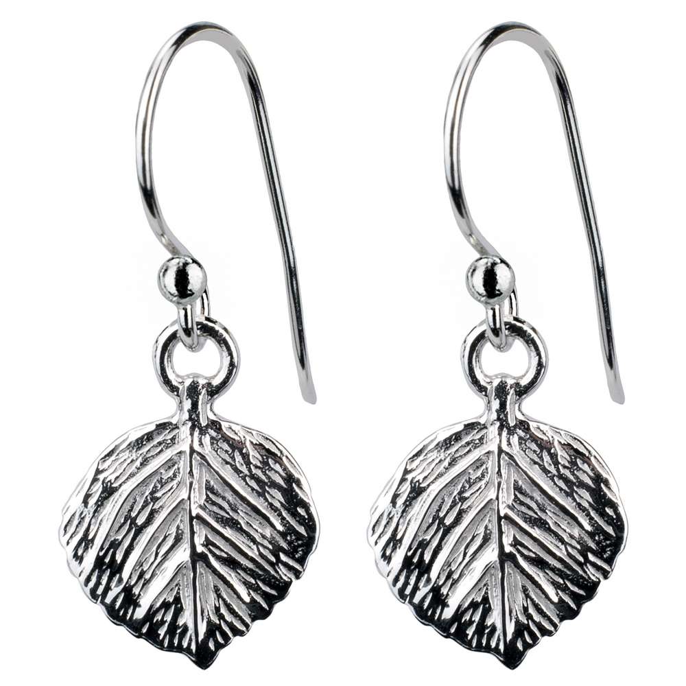 Drop earring 925 silver leaf