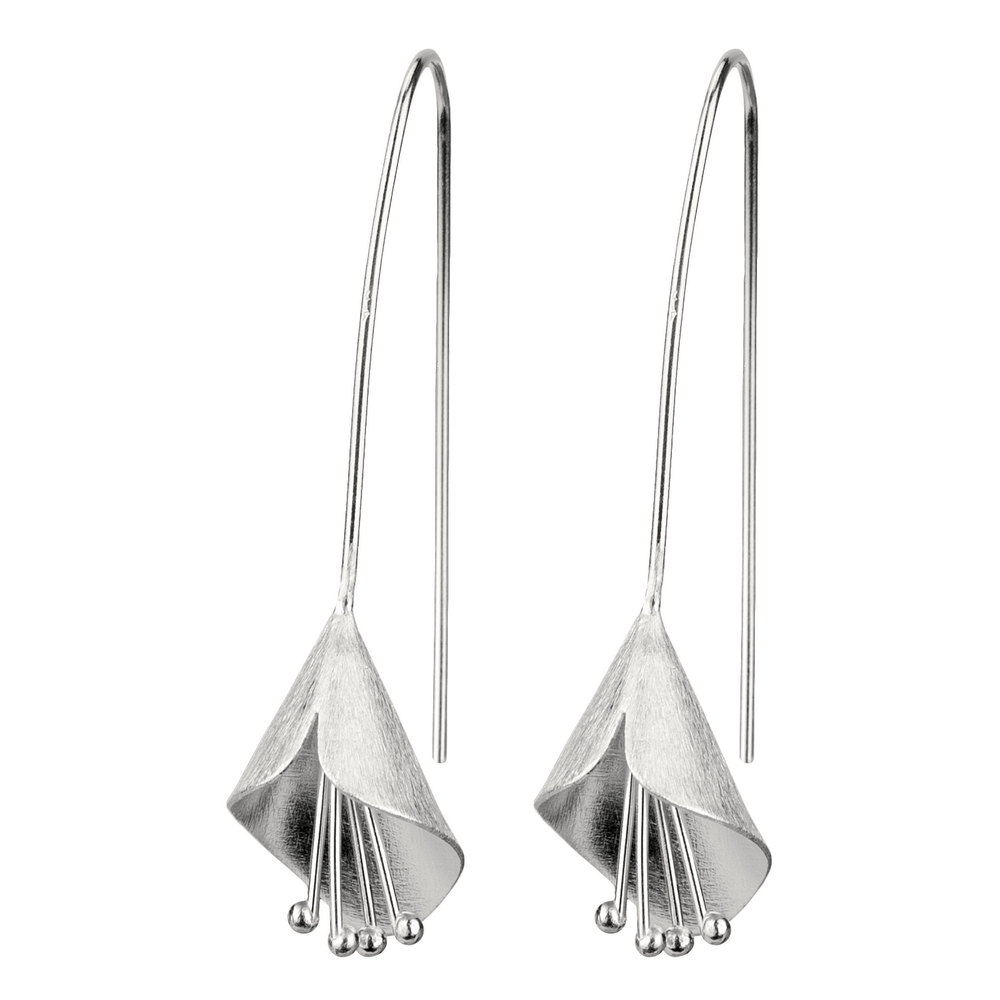 Drop earring 925 silver tulip silver