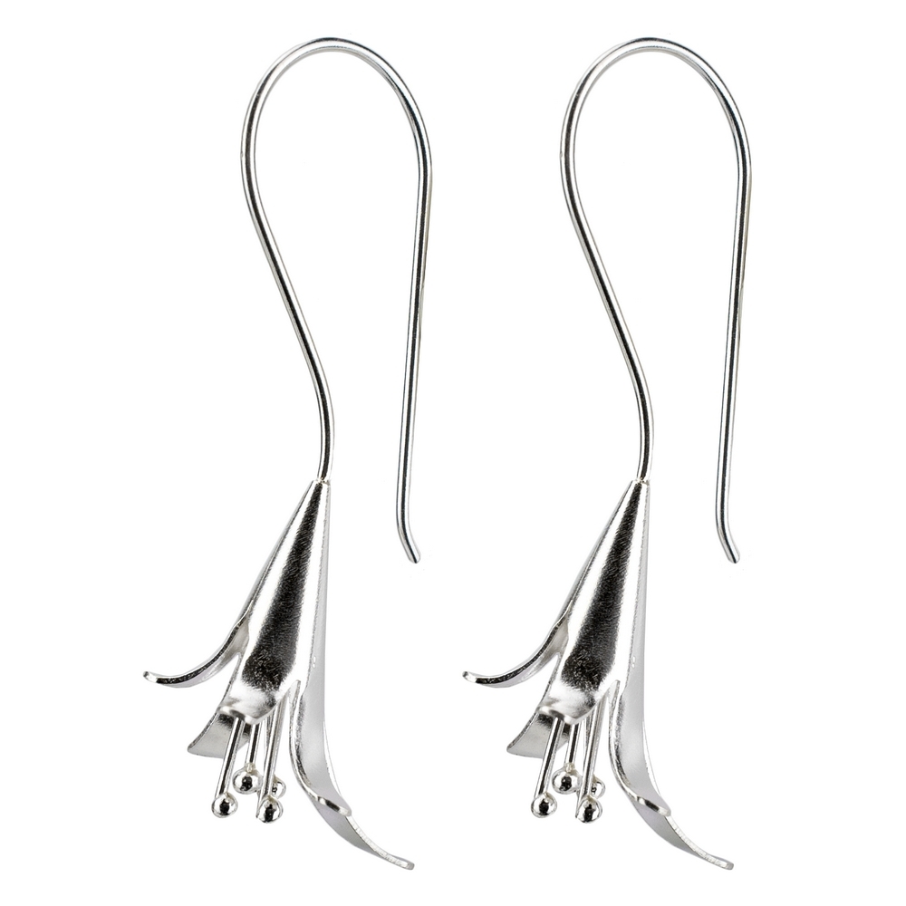 Drop earring 925 silver elegant fuchsia bud silver