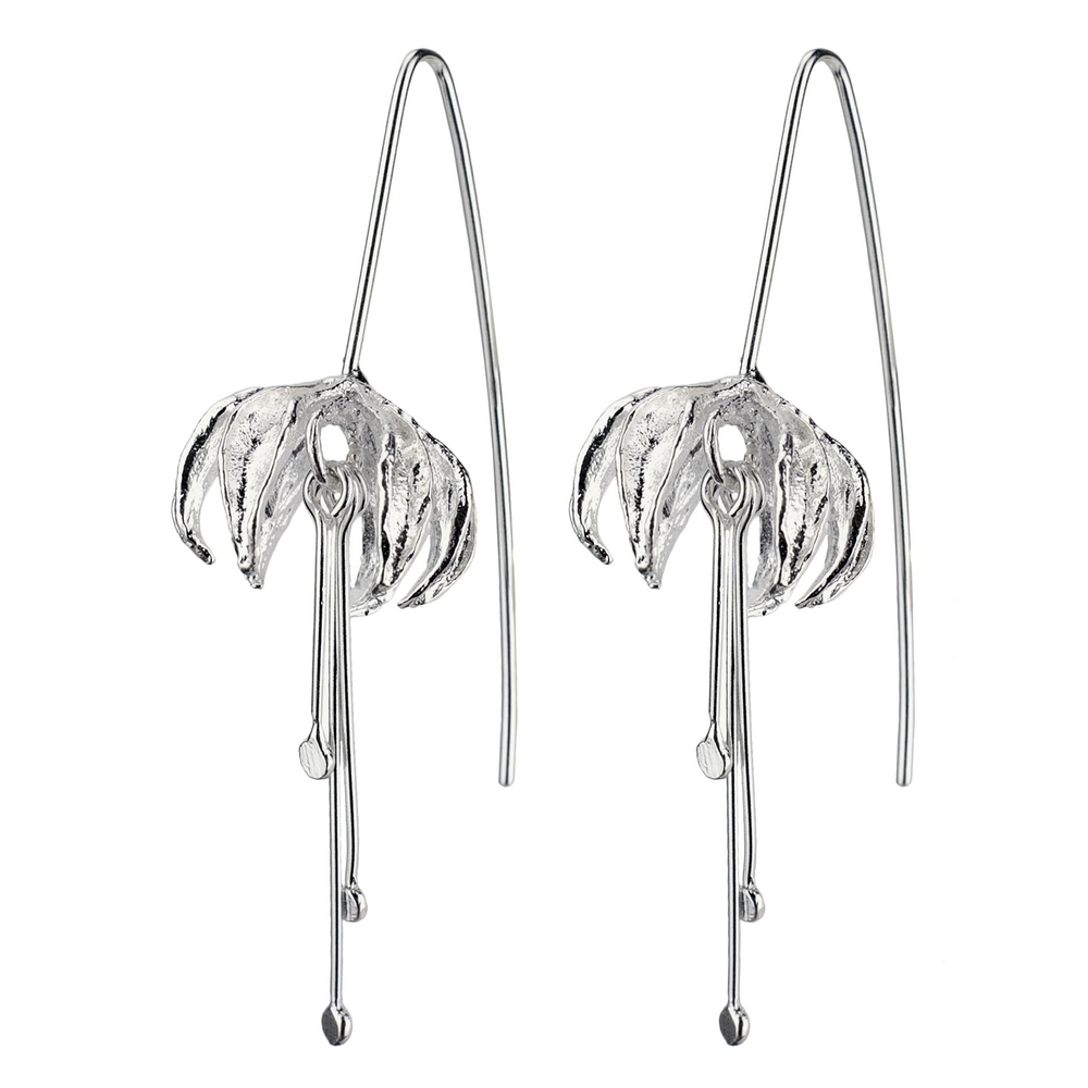 Drop earring 925 silver suspended fuchsia stamen antique silver