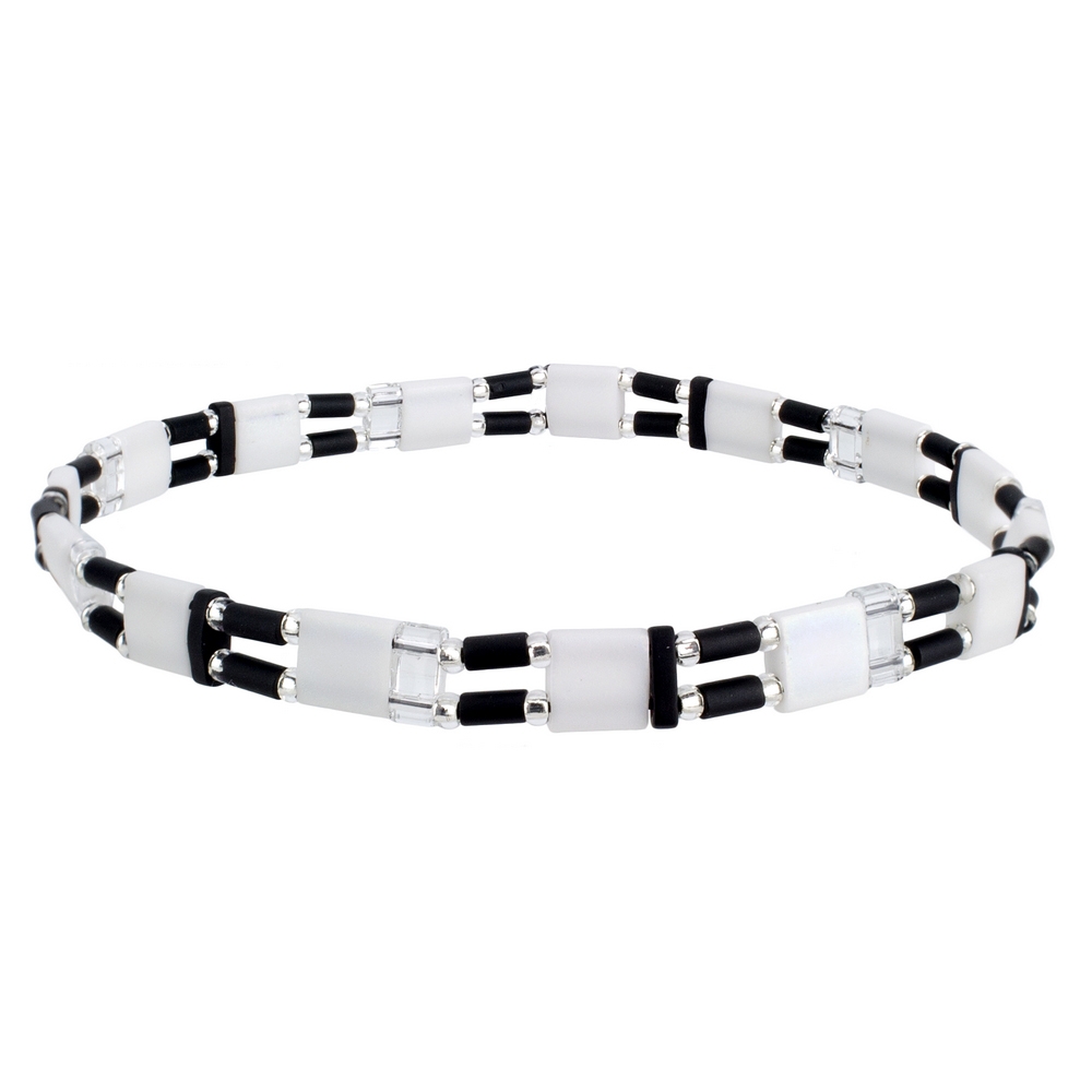 Bracelet bead tila monochrome white