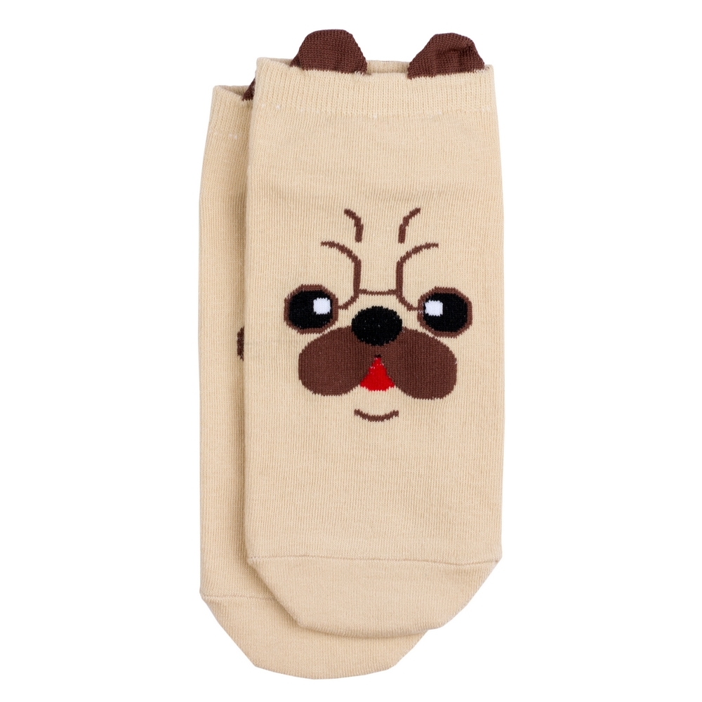 Socks cotton & spandex ankle pug light brown