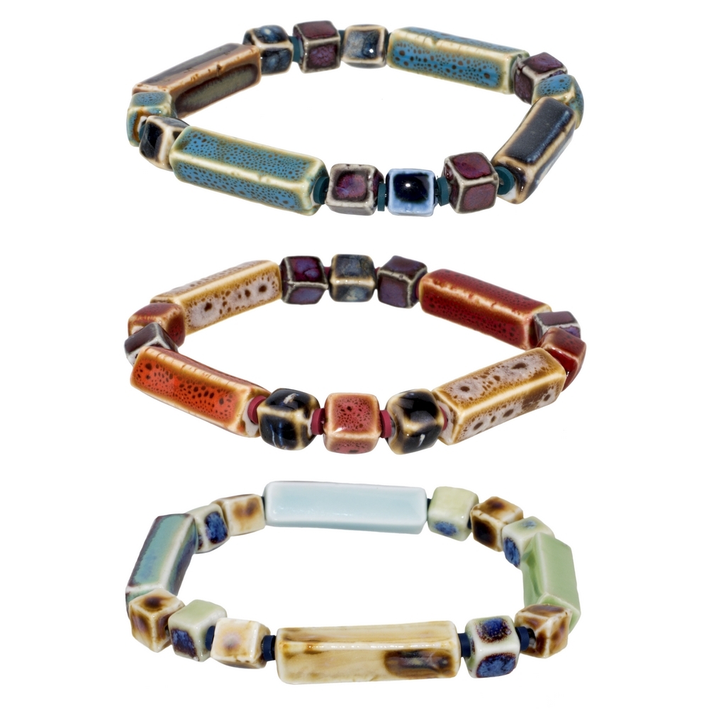 Bracelet ceramic sienna earth tones assorted colours